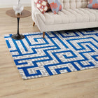 Modway - Nahia Labyrinthe géométrique Tapis de comédie 8 pi l x 10 pi L - Ivoire gris clair et bleu-Protéger les planchers de la circulation ou des meubles