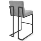 Modway Privy Black Stainless Steel Upholstered Fabric Bar Stool - Black Light Gray - Set of 2-Elegant Biscuit Tufting
