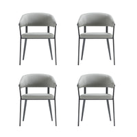 Manhattan Comfort - Lot de 4 chaises de salle à manger modernes Belle 22,4 po en similicuir texturé - Gris pierre-Chaise de salle à manger moderne pour salle à manger et usage de travail Lot de 4