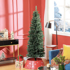 HOMCOM 6' Tall Pencil Artificial Christmas Tree with Steel Base - Green-Flame retardant branches enhance safety 