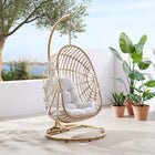 Modway Amalie Wicker Rattan Outdoor Patio Rattan Swing Chair - Natural White-Sturdy Powder-Coated Steel Frame