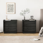 Manhattan Comfort - Ensemble de 2 tables de chevet modernes Horizon 55 cm - gris charbon-Comprend 2 tiroirs à ouverture par pression à extension totale pour répondre aux besoins de rangement de chevet