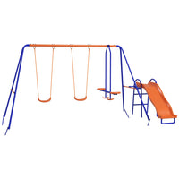 Outsunny - Portique 4 en 1 en métal avec double balançoires, planeur, toboggan - échelle-Comprend plusieurs options de jeu . 