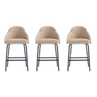 Manhattan Comfort - Gracie tabouret de comptoir moderne de 22" en similicuir rembourré - beige et noir - lot de 3-Tabouret de comptoir moderne avec siège arrière parfait pour une utilisation au bar et dans la cuisine. Ensemble de 3