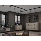 Manhattan Comfort Rockefeller Mid-Century Modern Bedroom Dresser 3-Piece Set - Off White/Nature-Choose Your Handle Design When the Product is at Your Home! Option for Cut-Out Edge Handle, or Flush Design Look.
