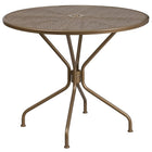 Table de jardin ronde de 35,25 po en acier doré et 4 chaises à dossier carré, intérieur/extérieur [CO-35RD-02CHR4-GD-GG]-Pour l’intérieur ou l’extérieur