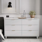 Manhattan Comfort Granville 55.04" Modern Double Wide Dresser - White-Includes 6 Full Extension Drawers with Top Drawer Designed in Vertical Textured Ribbed Lines Made from Solid Wood.