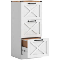 HOMCOM 3-Drawer Letter/A4 Filing Cabinet - White-Boasts a farmhouse style with X-panels, elevating your home office decor
