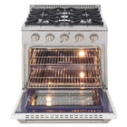 Kucht 30" KNG Series Pro Style Propane Gas Range - Stainless Steel/White-Full stainless steel range with a professional handle for the ultimate cooking experience