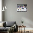 Jonathan Toews Chicago Blackhawks Goal Celebration - Framed Canvas - 31" x 22"-Ready to hang - arrives fully assembled