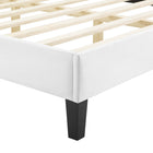 Modway Current Performance Velvet Queen Platform Bed with Black Wood Legs - White-Assembly Required