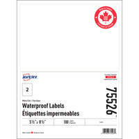 Avery Waterproof Labels - 5.5" x 8.5" - 100 Pack-White