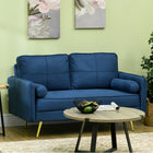 HOMCOM 56" Loveseat Sofa with Cushions and Pillows - Blue-Thick foam-padded seat with 'S' springs and resistance bands for a comfortable sink-in feel