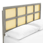 Modway Sidney Cane and Wood Queen Platform Bed with Angular Legs - Grey-Weight Capacity: 600 lb