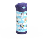 Thermos - Bouteille d'eau isotherme FUNtainer en acier inoxydable - 410 ml - Bleu-Couvercle à bouton-poussoir avec paille escamotable
