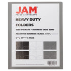 JAM Paper Dossier scolaires à deux pochettes en plastique robuste, assorties, 6 / paquet (383HBAasst)-3 couleurs :  2 blancs, 2 noirs, 2 Transparents