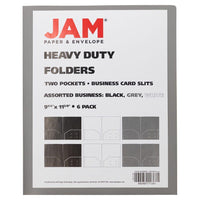 JAM Paper Dossier scolaires à deux pochettes en plastique robuste, assorties, 6 / paquet (383HBAasst)-3 couleurs :  2 blancs, 2 noirs, 2 Transparents