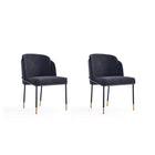 Manhattan Comfort - Lot de 2 chaises de salle à manger modernes Flor 22,83 po en tissu sergé noir-Chaise de salle à manger moderne parfaite pour la salle à manger et le bureau à domicile