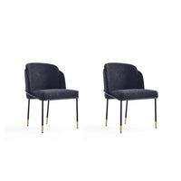 Manhattan Comfort - Lot de 2 chaises de salle à manger modernes Flor 22,83 po en tissu sergé noir-Chaise de salle à manger moderne parfaite pour la salle à manger et le bureau à domicile