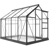 Outsunny - Serre en polycarbonate - 6 pi x 8 pi x 6,6 pi - gris-Une serre en polycarbonate pour la protection des plantes à l'extérieur  

