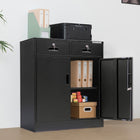 Storemax - Armoire multifonctionnelle horizontale en acier de qualité supérieure avec 2 tiroirs et 2 portes-Vaste application: armoire polyvalente de qualité supérieure - Convient pour le bureau, le garage, la buanderie, la salle de pause, la salle de classement, l'entrepôt, la salle de courrier, le sous-sol, la maison, la cuisine, le garde-manger, le salon, etc.