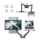 ShoppingAll 2-in-1 Adjustable Dual Gas Spring Arm Laptop & Monitor Desk Mount Stand - Black-7