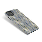Gry Mattr Plaid Fabric Case for iPhone 11, XR - Mustard/Blue-Slim Design