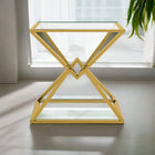 Table d'appoint carrée Plata Import Cinna 24 po avec plateau en verre - Or -Cette parfait pour les petits espaces