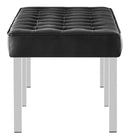 Modway Loft Tufted Vegan Leather Bench - Silver/Black-Dense Foam Padding