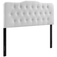 Modway Annabel Upholstered Vinyl Queen Headboard - White-Elegantly tufted button headboard