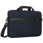 Targus GeoLite EcoSmart 15-16" Essential Slim Brief Topload - Navy-Front, zippered storage pocket
