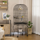 PawHut 60" H Large Bird Cage with Openable Top and Storage Shelf - Black-Stable metal construction, keeping pets safely supported when inside 