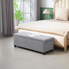 HOMCOM 44 Inch Storage Ottoman Bench with Lid and Legs - Light Grey-Wear-resistant material ensures long-lasting use