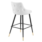 Modway Adorn Performance Velvet Bar Stool - White-Dense Foam Padding