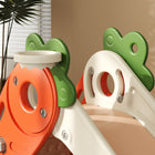 Qaba - Toboggan pliable 3 en 1 pour tout-petits avec panier de basket, thème carotte - orange-Conception pliable permettant un rangement facile 