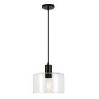 Hudson&Canal - Suspension Henri de 25 cm de large avec abat-jour en verre - Bronze noirci/transparent-Design industriel pour votre entrée, votre foyer ou votre cuisine