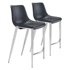 Zuo Magnus Counter Stool - Black/Silver - Set of 2-Ergonomic and supportive footrest
