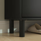 HOMCOM Narrow Shoe Storage Cabinet with Adjustable Shelves - Black-Solid wood legs ensure support