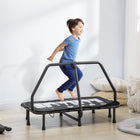 Soozier Kids Trampoline Indoor with Music Function Steel Frame Bouncer Rebounder - 40.5" L x 22.5" W x 27.5" H - Black-Eight steel legs provide reliable stability 