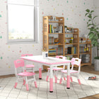 Qaba - Ensemble table et chaises réglables en hauteur pour enfants (5 pièces) - Rose-La hauteur de la table et des chaises est réglable avec des clous pour répondre aux besoins des enfants 