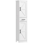 HOMCOM 67" Tall Narrow Bathroom Storage Cabinet - White-Barn doors and T bar handles add farmhouse charm