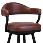 Armen Living Justin 30" Bar Height Swivel Bar Stool in Vintage Coffee Faux Leather with Black Metal Legs-4