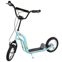 Aosom Youth Kick Scooter with 12'' Inflatable Rubber Wheel - Blue-Ф12"(30.5cm) front and rear rubber wheels for smooth rides 