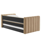 Modway Veyla Channel Tufted Performance Velvet Twin Daybed with Trundle - Taupe-Assembly Required