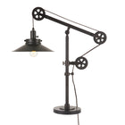 Hudson&Canal - Lampe de table Descartes de 74 cm de haut avec système à poulie et rebord large, avec abat-jour en métal - Bronze noirci/Bronze noirci-Associé à un abat-jour conique en métal bronze noirci