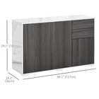 HOMCOM 46.1" L High Gloss Buffet Sideboard with 2 Drawers - Grey and White-Moving shelf in the small cabinet for customized storage space