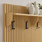Modway Soma Fluted 3-in-1 Hall Tree with Storage Bench & Coat Rack - Light Oak-Soft-Close Hinges and Wall-Mount Brackets
