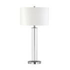 Hudson&Canal - Lampe de table Harlow de 74 cm de haut avec abat-jour en tissu, - Verre transparent/Nickel poli/Blanc-Associé à un abat-jour en tissu tambour blanc