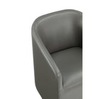 Manhattan Comfort - Fauteuil de salle à manger moderne Anna rond 59 cm, revêtement en similicuir, avec accoudoirs - étain-Garantie limitée du fabricant de 30 jours
