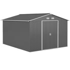 Outsunny - Abri de jardin 9'x10,6' avec kit de fondation en acier, gris clair-Grand espace intérieur pour ranger des outils de bicyclette, des outils de jardin, des équipements d'entretien de pelouse et plus encore
